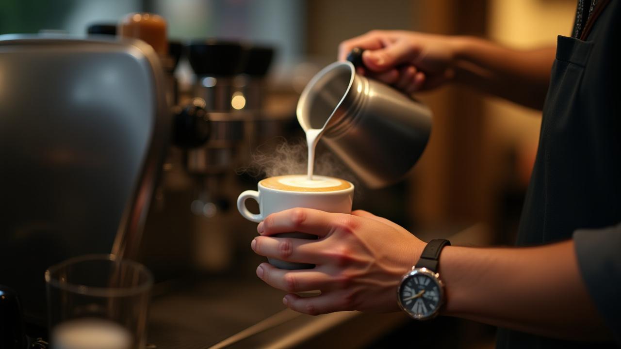 Manos de barista preparando un espresso