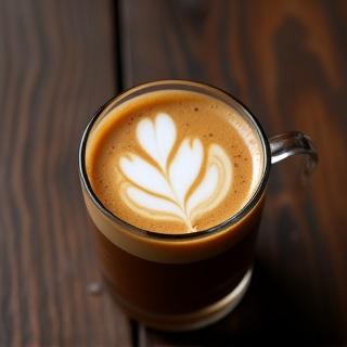 Cortado en vaso pequeño con arte latte