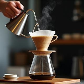 Café siendo preparado en un V60 drip