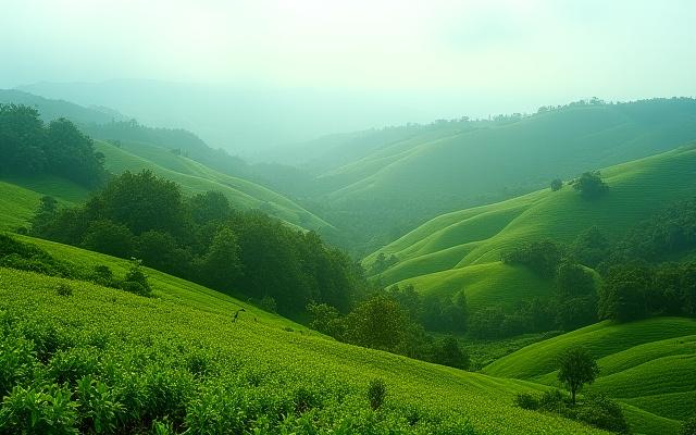 Vista panorámica de Coatepec, Veracruz, con cafetales y vegetación exuberante.